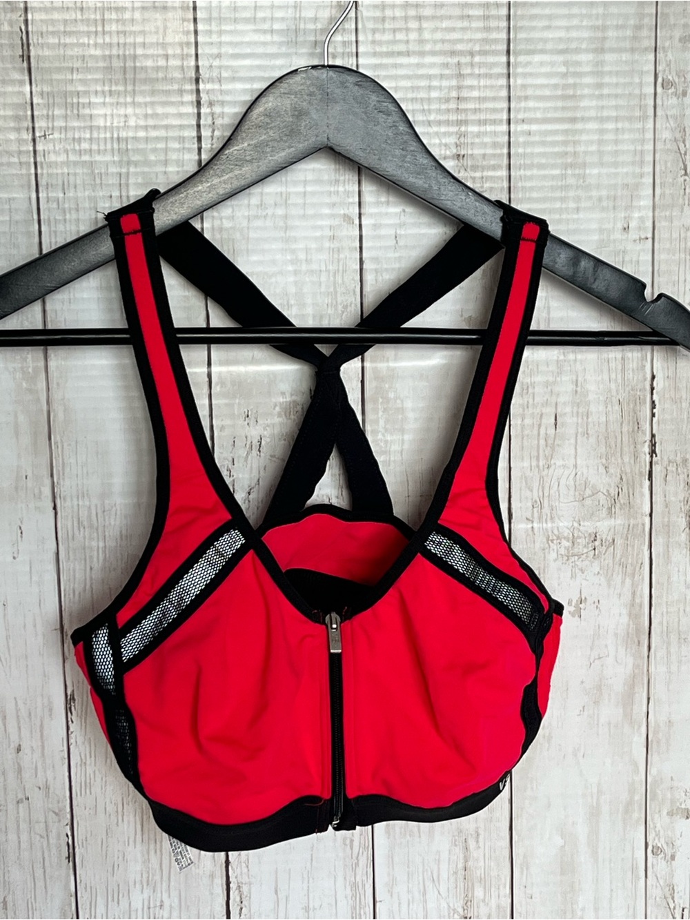 Victoria's Secret Red and Black Front-Zip Sports Bra size 36B